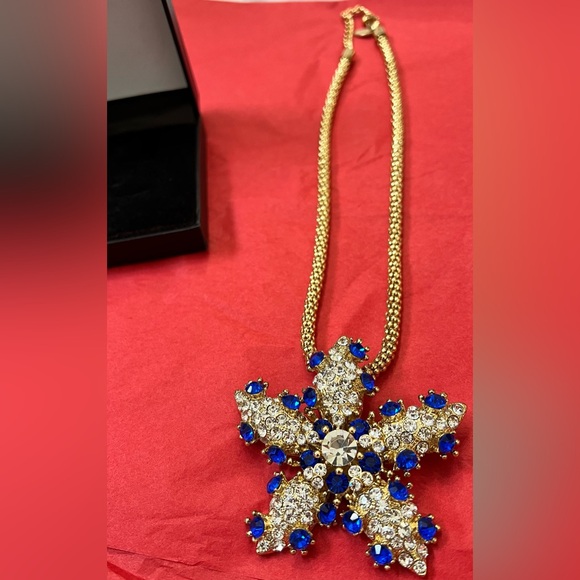 VINTAGE Arnold Scaasi Bermuda Blue Star Brooch Pendant W/ Original Chain! - Picture 2 of 4